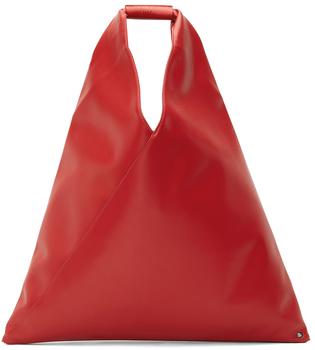 MAISON MARGIELA | SSENSE Exclusive Red Medium Faux-Leather Triangle Tote商品图片,5.8折