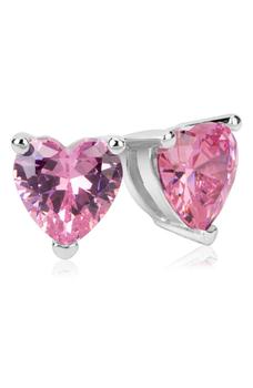 Suzy Levian | Sterling Silver Heart Shape CZ Stud Earrings商品图片,3.9折