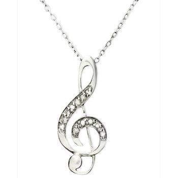 product Diamond Pendant Necklace, Sterling Silver Diamond Music Note (1/10 ct. t.w.) image