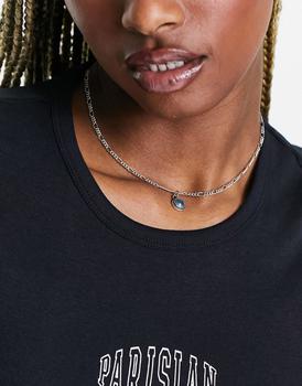 商品ASOS | ASOS DESIGN mid length necklace with mood stone pendant detail in silver tone,商家ASOS,价格¥48图片
