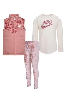 NIKE | Kids' Long Sleeve T-Shirt, Puffer Vest & Leggings Set,商家Nordstrom Rack,价格¥258