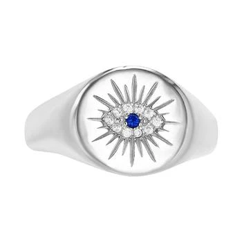 Macy's | Cubic Zirconia & Lab Created Blue Spinel Accent Evil Eye Ring in Sterling Silver,商家Macy's,价格¥707