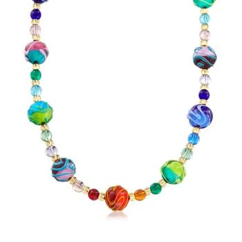 Ross-Simons | Ross-Simons Italian Multicolored Murano Glass Bead Necklace With 18kt Gold Over Sterling 7折, 独家减免邮费