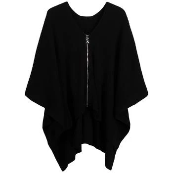 推荐Women's Solid Shaker Zipper Poncho Sweater商品