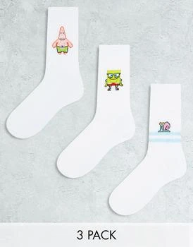 ASOS | ASOS DESIGN 3 pack sports socks with Spongebob, Gary and Patrick 