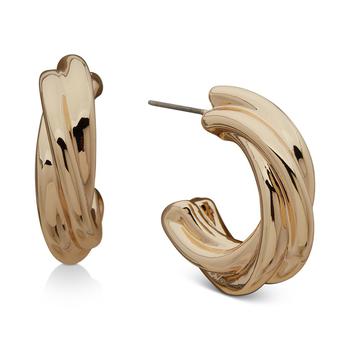 Anne Klein | Gold-Tone Twist Medium Hoop Earrings, 1.5"商品图片,