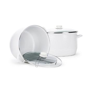 商品Golden Rabbit | Solid White Enamelware Collection 18 Quart Stock Pot,商家Macy's,价格¥992图片