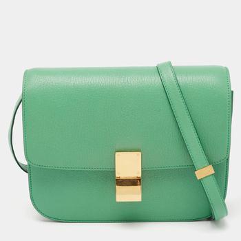 celine腋下包, [二手商品] Celine | Celine Green Leather Medium Classic Box Shoulder Bag商品图片 7.4折, 满1件减$100, 满减