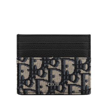 迪奥经典款, Dior | 【预售3-7天】DIOR/迪奥 经典米色和黑色Dior斜纹提花帆布配皮卡片夹 2ESCH135YSE_H05E商品图片 8折, 包邮包税