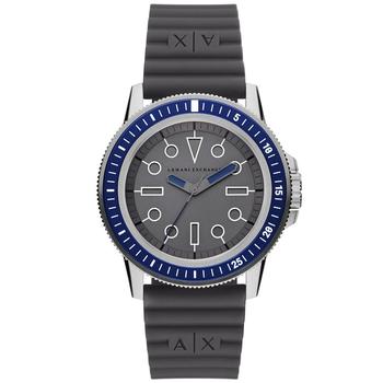 Armani Exchange | Men's Three-Hand Gray Silicone Strap Watch, 42mm商品图片,