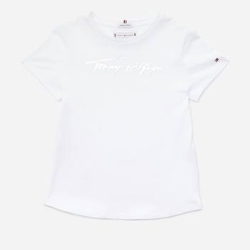 推荐Tommy Hilfiger Girls' Script Print T-Shirt Short Sleeved - White商品