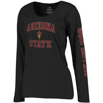 推荐Women's Black Arizona State Sun Devils Arch Over Logo Scoop Neck Long Sleeve T-shirt商品