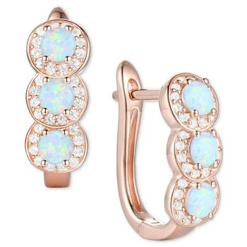 Macy's | Lab-Grown Opal (1/4 ct. t.w.) & Lab-Grown White Sapphire (1/4 ct. t.w.) Triple Halo Leverback Earrings in 14k Rose Gold-Plated Sterling Silver (Also in Lab-Grown Sapphire & Lab-Grown Ruby),商家Macy's,价格¥1497