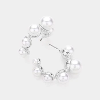 FASHNZFAB | Pearl Hoop Earrings - Rhodium,商家Premium Outlets,价格¥154