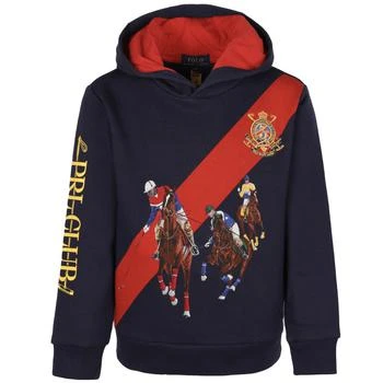 推荐Fleece graphic navy hoodie with side pockets商品