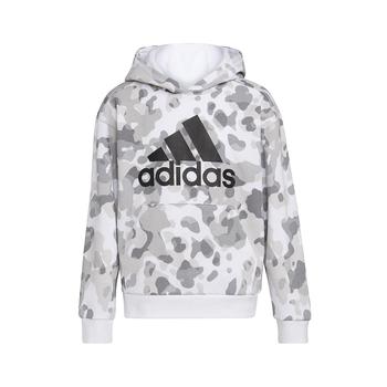 男士adidas卫衣, Adidas | Big Boys Long Sleeve Core Camo Allover Print Pullover Hoodie商品图片 