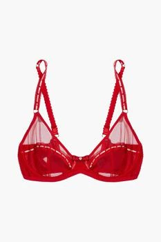 L'Agent by Agent Provocateur | Pollie satin and lace-trimmed embellished tulle underwired bra 3.0折