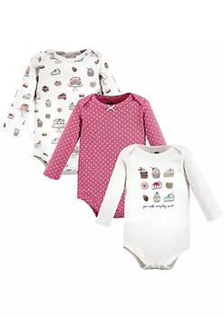 推荐Hudson Baby Infant Girl Cotton Long-Sleeve Bodysuits, Sweet Bakery 3-Pack商品