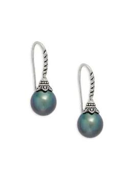 BELPEARL | Oceana Sterling Silver, Black Rhodium & 10MM Tahitian Pearl Drop Earrings商品图片,5折