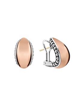 推荐18K Rose Gold & Sterling Silver High Bar Two-Tone Beaded Huggie Hoop Earrings商品