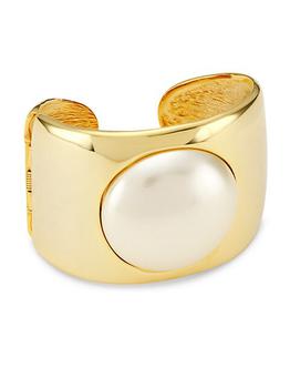 商品22K Gold-Plated Faux Pearl Cuff Bracelet图片