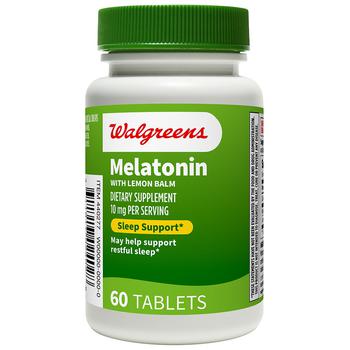 商品Walgreens | Melatonin with Lemon Balm 10 mg,商家Walgreens,价格¥93图片