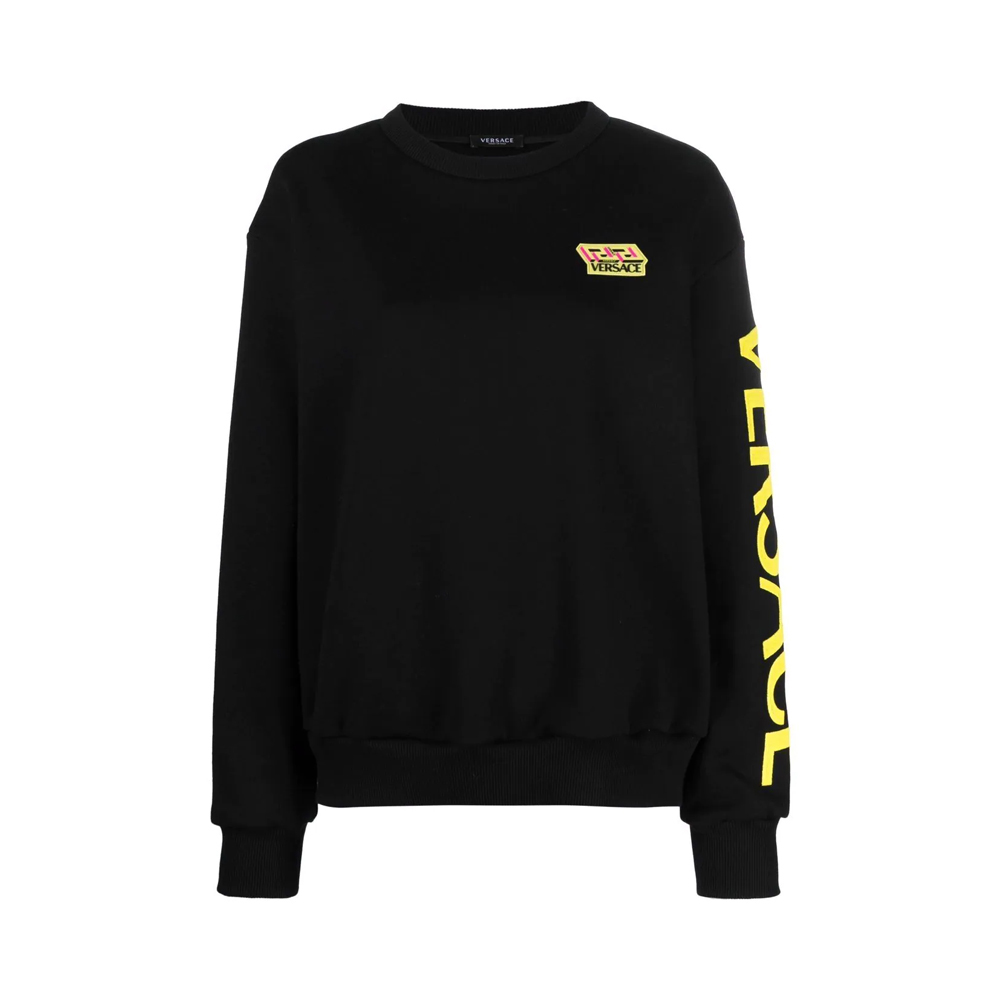 范思哲卫衣好用吗, Versace | VERSACE 女士黑色霓虹标志图案运动衫 10021731-A01174-1B000商品图片 独家减免邮费