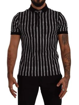 Dolce & Gabbana | Dolce & Gabbana Black White Striped Polo Short Sleeve  T-shirt,商家SEYMAYKA,价格¥2000
