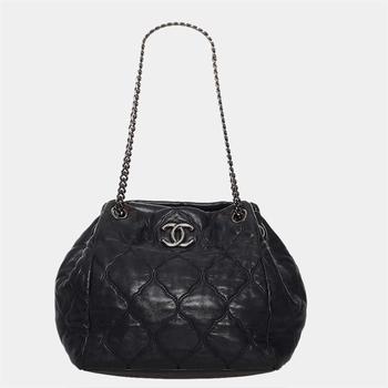 香奈儿122单肩包, [二手商品] Chanel | Chanel Black Matelasse Lambskin Leather Shoulder Bag商品图片 8.6折