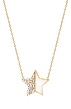 Gabi Rielle好不好, Gabi Rielle | 14K Gold Plated Sterling Silver Pave CZ White Enamel Star Pendant Necklace商品图片 4.7折