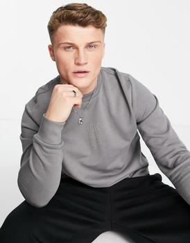 推荐Calvin Klein hybrid logo sweatshirt in charcoal grey商品