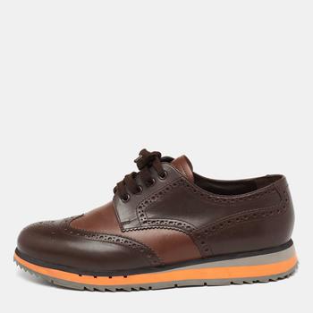 prada derby, [二手商品] Prada | Prada Brown Brogue Leather Wingtip Lace Up Derby Size 43.5商品图片 6.3折, 满1件减$100, 满减