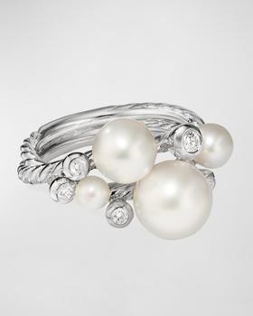 商品Pearl & Diamond Cluster Ring, Size 9图片