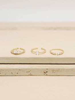 商品Ettika Jewelry | Crystal Majesty 18k Gold Plated Ring Set of 3 ONE SIZE,商家Verishop,价格¥512图片