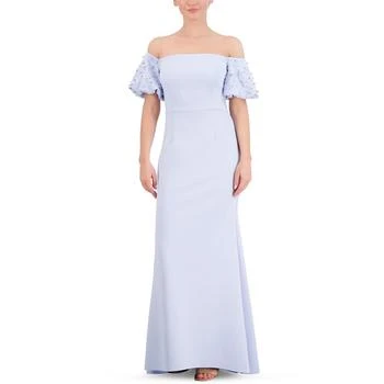 Eliza J | Petite Off-The-Shoulder Beaded Puff-Sleeve Gown,商家Macy's,价格¥1696