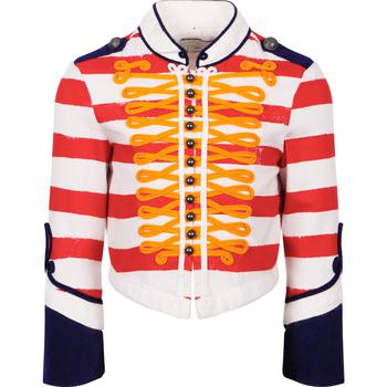 推荐Embroidered and striped military jacket in red and white商品