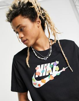 商品NIKE | Nike 'Certified Fresh' fruit sticker chest print t-shirt in black,商家ASOS,价格¥250图片