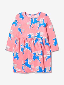 推荐Mini Rodini Pink Girls Organic Cotton Long Sleeve Horses Dress商品