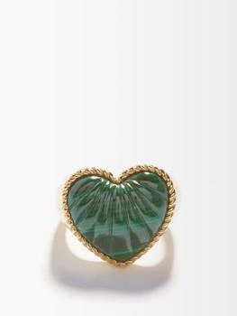Yvonne Léon Heart malachite & 9kt gold signet ring