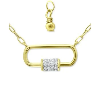 Giani Bernini | Cubic Zirconia Pavé Link Pendant Necklace in 18k Gold-Plated Sterling Silver, 16" + 2" extender, Created for Macy's,商家Macy's,价格¥167