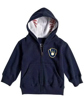 Soft As A Grape | Little Girls and Boys Navy Milwaukee Brewers Baseball Print Full-Zip Hoodie,商家Macy's,价格¥302