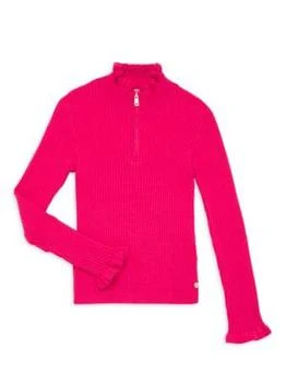 推荐Little Girl's & Girl's Half Zip Ruffled Pullover商品