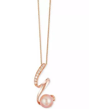 Le Vian | Cultured Freshwater Pearl (8mm) and Diamond (1/10 ct. t.w.) Pendant Necklace in 14k Rose Gold,商家Macy's,价格¥3727