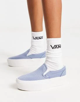 推荐Vans Classic Slip-On Stackform trainers in blue knit商品