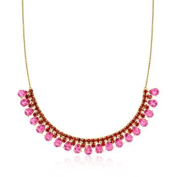 Ross-Simons | Ross-Simons Pink Topaz and Garnet Necklace in 18kt Gold Over Sterling,商家Premium Outlets,价格¥4283