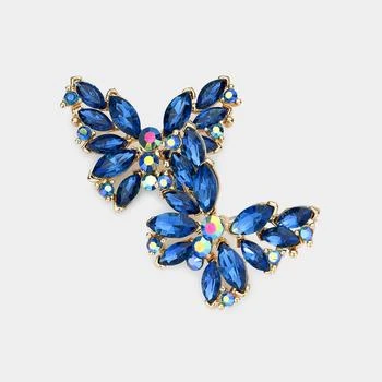 FASHNZFAB | Round Marquise Stone Cluster Butterfly Evening Earrings - Sapphire,商家Premium Outlets,价格¥149