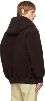 Shop Brown Double Cloth Heavy Pile Zip Hoodie on Sale at