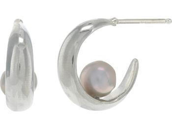 推荐Crescent Hoop Earrings with Freshwater Pearl商品