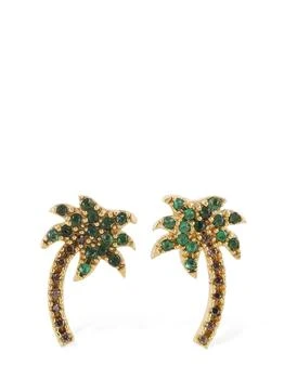 Palm Angels | Palm Crystal & Brass Clip-on Earrings,商家LUISAVIAROMA,价格¥2983