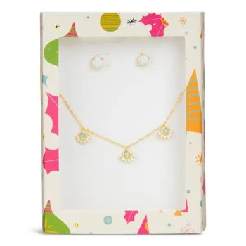 Sterling Forever | Opal Stud Earrings and Necklace Tis The Season Gift Set 